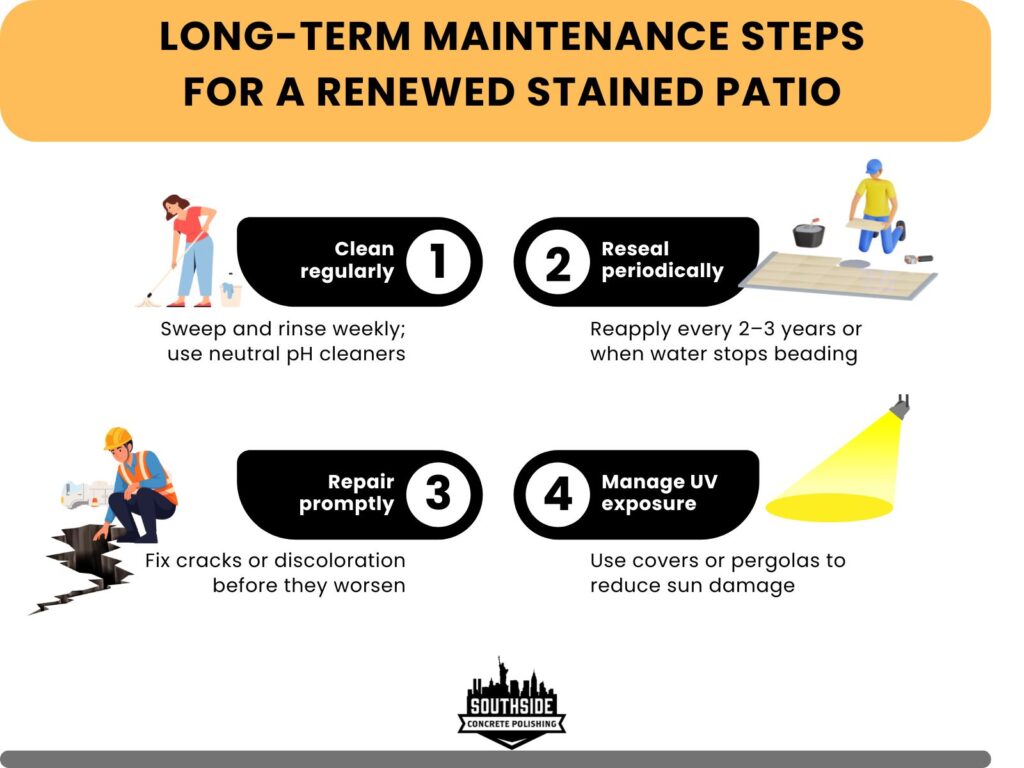 Long-Term Maintenance Steps for a Renewed Stained Patio