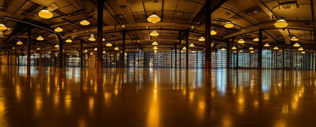 Mirror-like polished concrete floor in modern NYC commercial loft